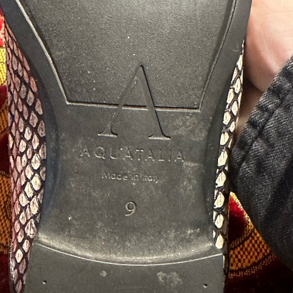 Aquatalia leather snake skin flats  size 9 black and white - Picture 4 of 8